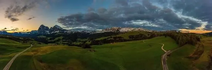 Framed Print : Panoramic view from the Seiser Alm to the Dolomites in Italy, drone shot Framed Print : Panoramic view from the Seiser Alm to the Dolomites in Italy, drone shot