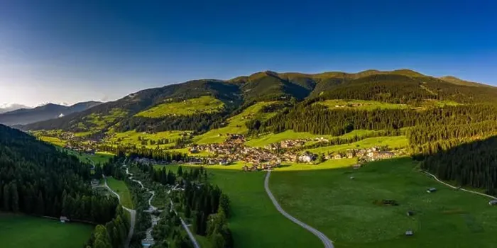 Framed Print : Panoramic view of Sesto ( Sexten ) and Moss ( Moos ) in South Tyrol. Dronephotography Framed Print : Panoramic view of Sesto ( Sexten ) and Moss ( Moos ) in South Tyrol. Dronephotography
