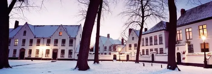 Framed Print : Panoramic view of the snow-covered Flemish Beguinage in Bruges historic center, Bruges, West Flanders, Belgium Framed Print : Panoramic view of the snow-covered Flemish Beguinage in Bruges historic center, Bruges, West Flanders, Belgium