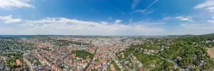 Framed Print : Panoramic view of Stuttgart suburb near hills in Germany at summer noon Framed Print : Panoramic view of Stuttgart suburb near hills in Germany at summer noon