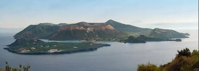 Framed Print : panoramic view of sulphurus vulcano aeolian island, italy Framed Print : panoramic view of sulphurus vulcano aeolian island, italy