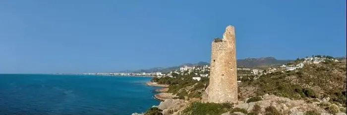 Framed Print : Panoramic View of Torre Colomera and the Mediterranean Sea in Oropesa del Mar, Spain Framed Print : Panoramic View of Torre Colomera and the Mediterranean Sea in Oropesa del Mar, Spain