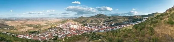 Framed Print : Panoramic view of the town of Feria in Badajoz, Extremadura, Spain Framed Print : Panoramic view of the town of Feria in Badajoz, Extremadura, Spain