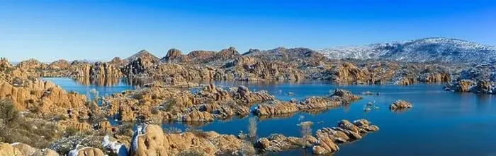 Framed Print : A panoramic winter image of Watson Lake in Prescott Arizona with the Granite Dells taken by a drone Framed Print : A panoramic winter image of Watson Lake in Prescott Arizona with the Granite Dells taken by a drone