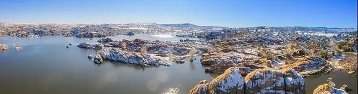 Framed Print : A panoramic winter image of Watson Lake in Prescott Arizona with the Granite Dells taken by a drone Framed Print : A panoramic winter image of Watson Lake in Prescott Arizona with the Granite Dells taken by a drone