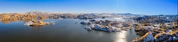 Framed Print : A panoramic winter image of Watson Lake in Prescott Arizona with the Granite Dells taken by a drone Framed Print : A panoramic winter image of Watson Lake in Prescott Arizona with the Granite Dells taken by a drone