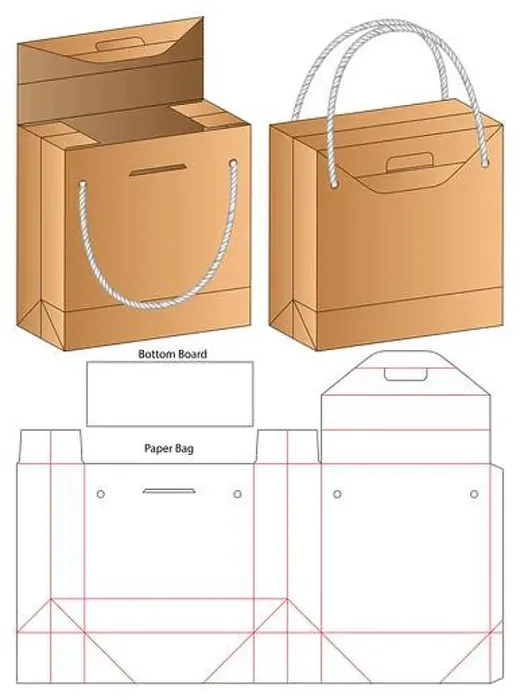 Framed Print : Paper Bag packaging die cut template design. 3d mock-up Framed Print : Paper Bag packaging die cut template design. 3d mock-up