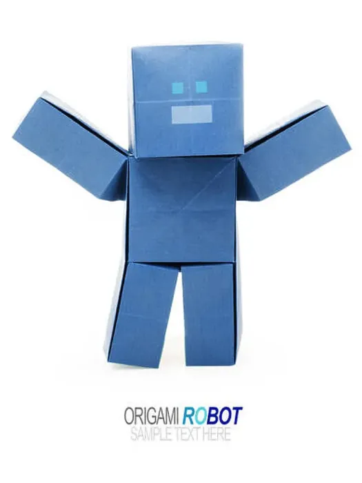 Framed Print : Paper origami robot Framed Print : Paper origami robot