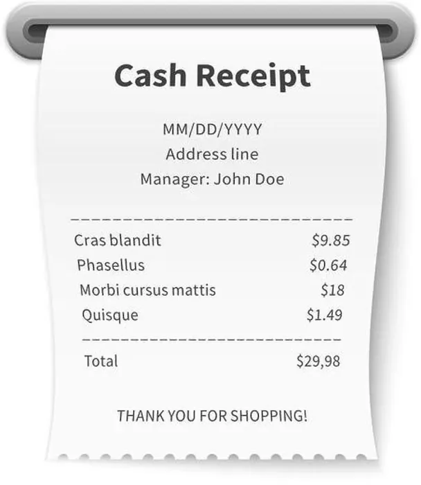Framed Print : Paper receipt printed from cash register. Sale document Framed Print : Paper receipt printed from cash register. Sale document