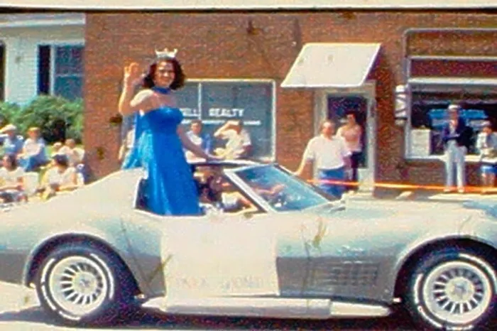Framed Print : Parade in early 1970s in North Carolina Small Town. Cheerleaders and great vintage cars Framed Print : Parade in early 1970s in North Carolina Small Town. Cheerleaders and great vintage cars