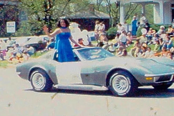 Framed Print : Parade in early 1970s in North Carolina Small Town. Cheerleaders and great vintage cars Framed Print : Parade in early 1970s in North Carolina Small Town. Cheerleaders and great vintage cars