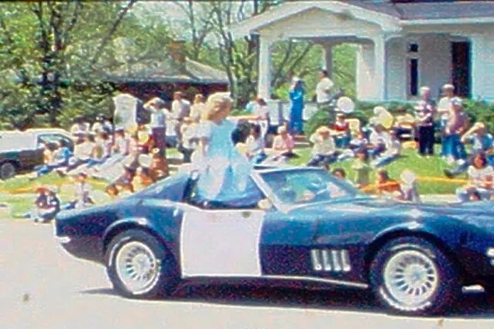 Framed Print : Parade in early 1970s in North Carolina Small Town. Cheerleaders and great vintage cars Framed Print : Parade in early 1970s in North Carolina Small Town. Cheerleaders and great vintage cars