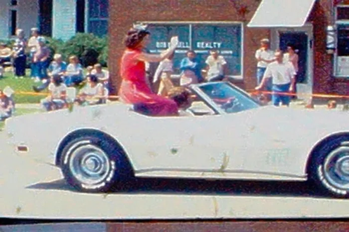 Framed Print : Parade in early 1970s in North Carolina Small Town. Cheerleaders and great vintage cars Framed Print : Parade in early 1970s in North Carolina Small Town. Cheerleaders and great vintage cars