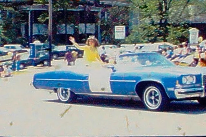 Framed Print : Parade in early 1970s in North Carolina Small Town. Cheerleaders and great vintage cars Framed Print : Parade in early 1970s in North Carolina Small Town. Cheerleaders and great vintage cars