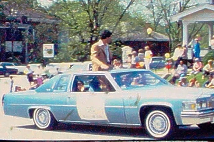 Framed Print : Parade in early 1970s in North Carolina Small Town. Cheerleaders and great vintage cars Framed Print : Parade in early 1970s in North Carolina Small Town. Cheerleaders and great vintage cars
