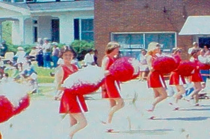 Framed Print : Parade in early 1970s in North Carolina Small Town. Cheerleaders and great vintage cars Framed Print : Parade in early 1970s in North Carolina Small Town. Cheerleaders and great vintage cars