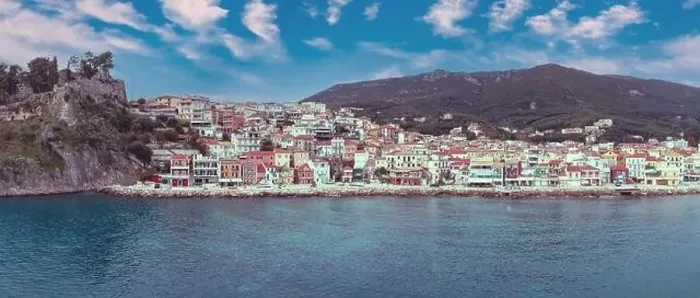 Framed Print : Parga, Epirus Greece. Aerial panoramic drone view of traditional Ionian coast city and the Venetian Castle Framed Print : Parga, Epirus Greece. Aerial panoramic drone view of traditional Ionian coast city and the Venetian Castle