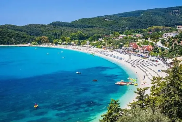 Framed Print : Parga, Greece. Aerial view of the Valtos beach Framed Print : Parga, Greece. Aerial view of the Valtos beach