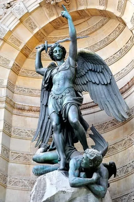 Framed Print : Paris, France. Place Saint-Michel. Fontaine Saint-Michel (1860) Saint Michael slaying the Devil Framed Print : Paris, France. Place Saint-Michel. Fontaine Saint-Michel (1860) Saint Michael slaying the Devil