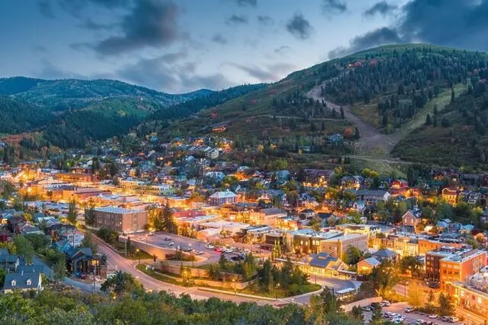 Framed Print : Park City, Utah, USA downtown in autumn at dusk Framed Print : Park City, Utah, USA downtown in autumn at dusk