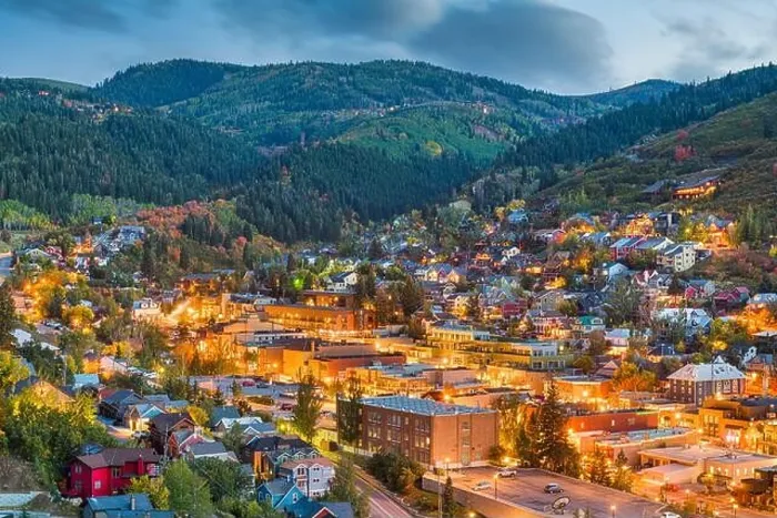 Framed Print : Park City, Utah, USA downtown in autumn at dusk Framed Print : Park City, Utah, USA downtown in autumn at dusk