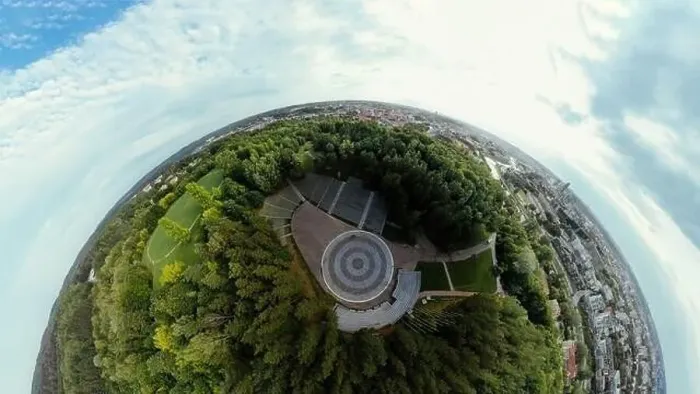 Framed Print : Park on the hill in Vilnius city, the historic center of Lithuania, European city. 360 VR panorama