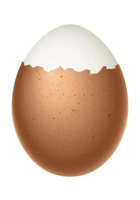 Framed Print : partially peeled egg, boiled egg with half peeled shell, illustration on white background Framed Print : partially peeled egg, boiled egg with half peeled shell, illustration on white background