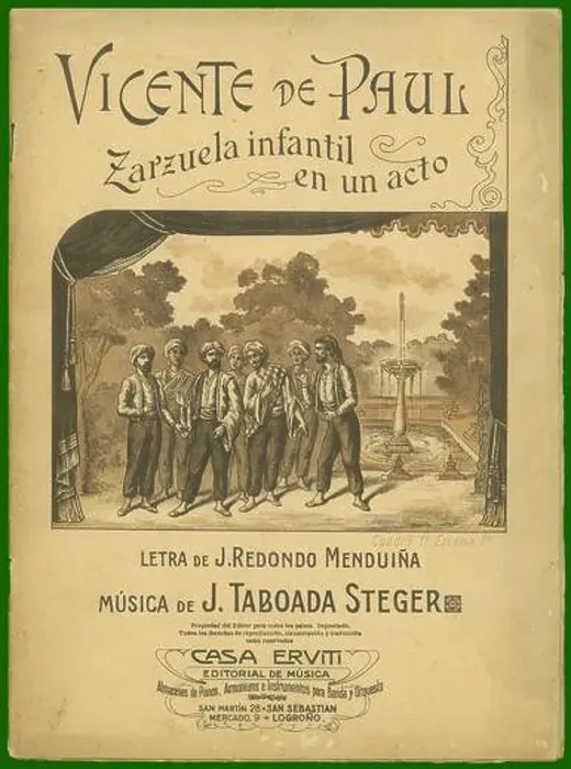 Framed Print : Partitura musical de la zarzuela infantil Vicente de Paul, de Joaquín Taboada Steger. Años 1920 Framed Print : Partitura musical de la zarzuela infantil Vicente de Paul, de Joaquín Taboada Steger. Años 1920