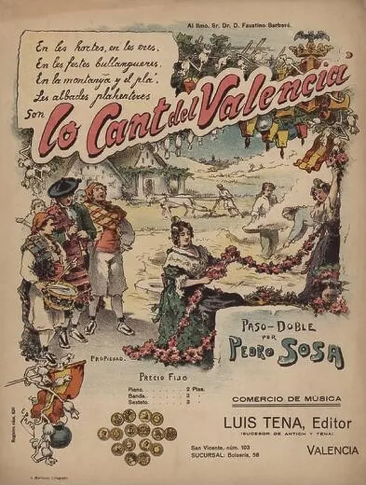 Framed Print : Partitura musical. Pasodoble Lo Cant del Valencià compuesto por el Maestro Pedro Sosa. Ilustrada por E. Pastor. Años 1910 Framed Print : Partitura musical. Pasodoble Lo Cant del Valencià compuesto por el Maestro Pedro Sosa. Ilustrada por E. Pastor. Años 1910