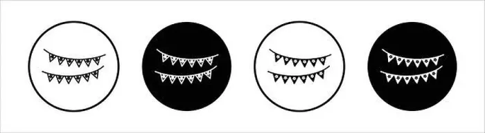 Framed Print : Party pennants icon Vector symbol or sign set collection in black and white outline