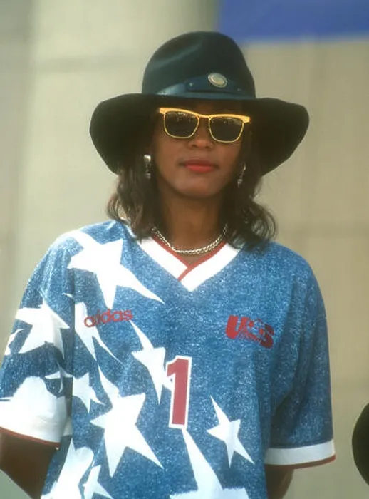 Framed Print : Pasadena, California, USA 15th July 1994 Singer Whitney Houston attends Pre-Game World Cup Ceremony Event on July 15 Framed Print : Pasadena, California, USA 15th July 1994 Singer Whitney Houston attends Pre-Game World Cup Ceremony Event on July 15