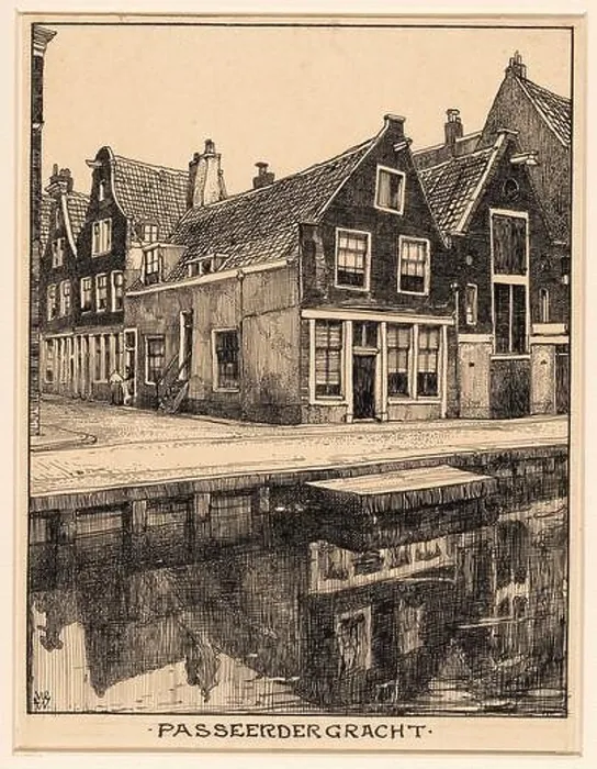 Framed Print : Passer-by Gracht in Amsterdam. Draughtsman: Willem Wenckebach. Dating: 1870 - 1937. Place: Amsterdam. Measurements: h 204 mm × w 155 mm Framed Print : Passer-by Gracht in Amsterdam. Draughtsman: Willem Wenckebach. Dating: 1870 - 1937. Place: Amsterdam. Measurements: h 204 mm × w 155 mm