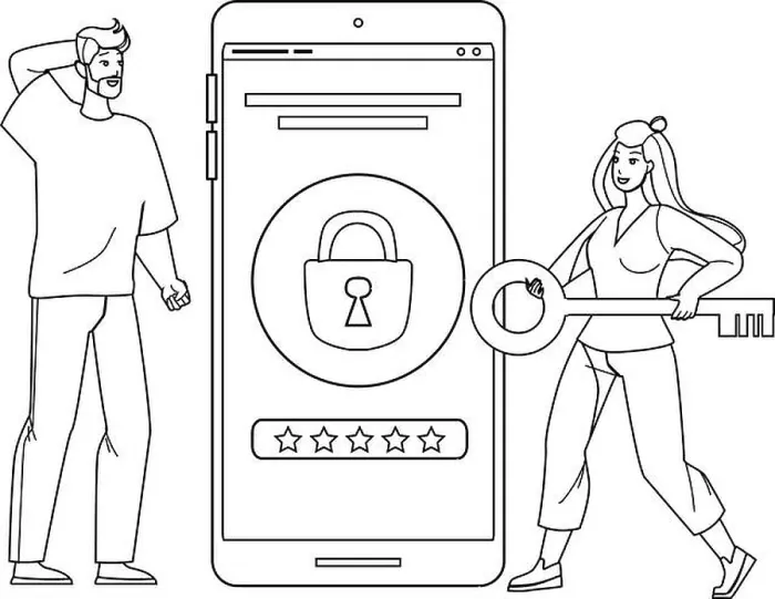 Framed Print : Password And Login Device Security System Black Line Pencil Drawing Vector Framed Print : Password And Login Device Security System Black Line Pencil Drawing Vector