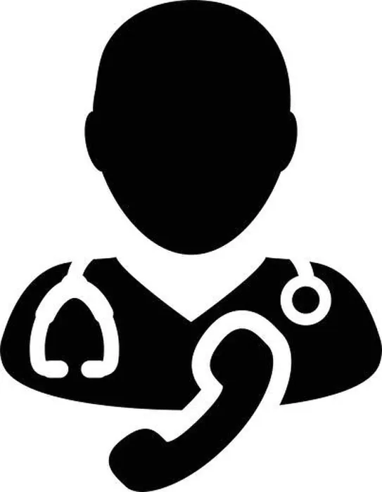 Framed Print : Patient consultation icon vector male doctor person profile avatar with stethoscope