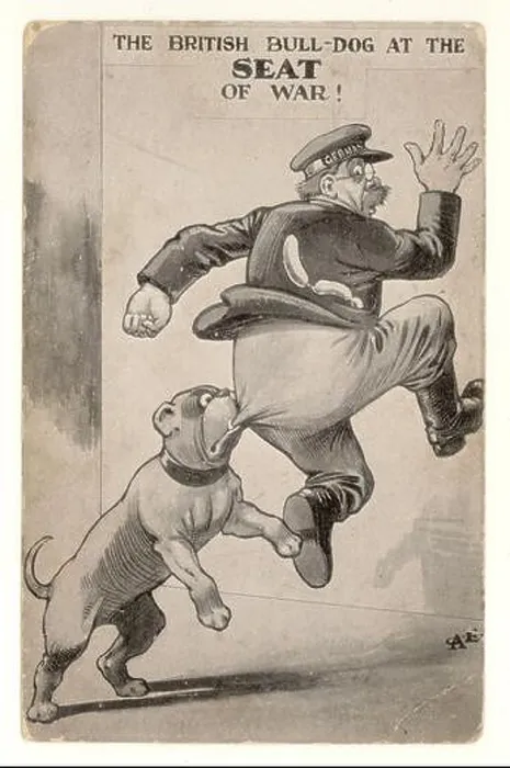 Framed Print : Patriotic WW1 postcard 'The British Bulldog at the seat of war' Framed Print : Patriotic WW1 postcard 'The British Bulldog at the seat of war'