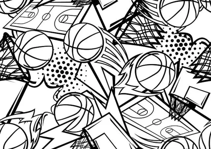 Framed Print : Pattern with basketball items. Sport club illustration Framed Print : Pattern with basketball items. Sport club illustration