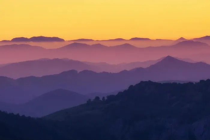 Framed Print : pattern of distant mountain layers at the sunset Framed Print : pattern of distant mountain layers at the sunset