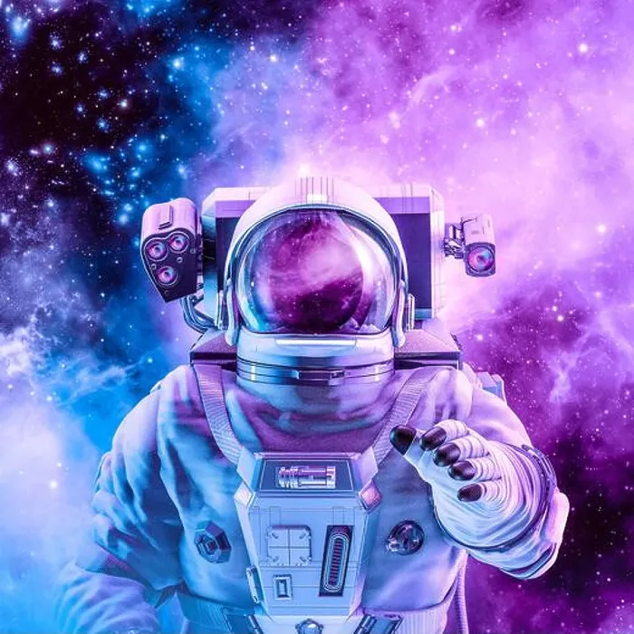 Framed Print : Peaceful galaxy astronaut - 3D illustration of man in space suit inside softly glowing pink and blue galactic cloud Framed Print : Peaceful galaxy astronaut - 3D illustration of man in space suit inside softly glowing pink and blue galactic cloud