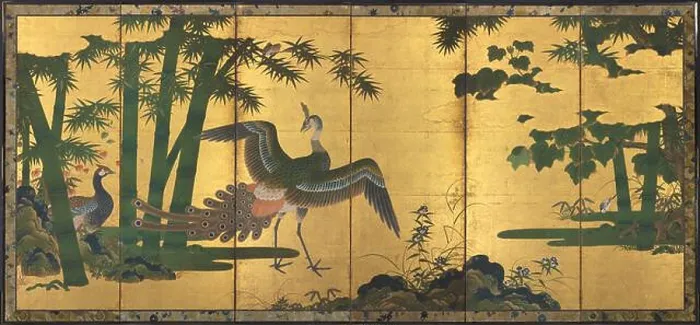 Framed Print : Peacocks and Bamboo, late 1500s Framed Print : Peacocks and Bamboo, late 1500s