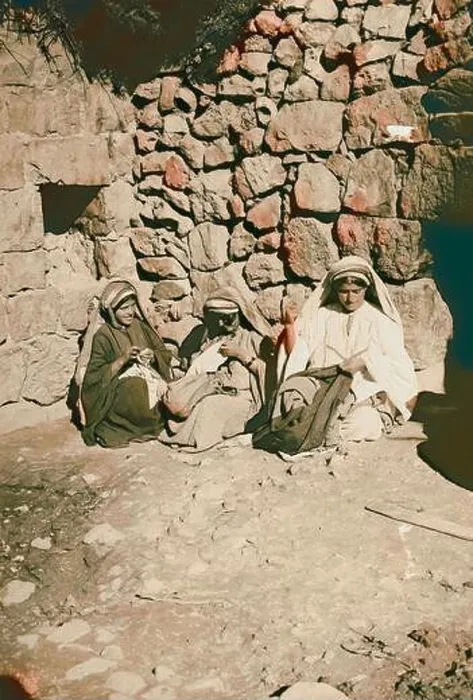 Framed Print : Peasant women sewing 1900, Middle East Framed Print : Peasant women sewing 1900, Middle East