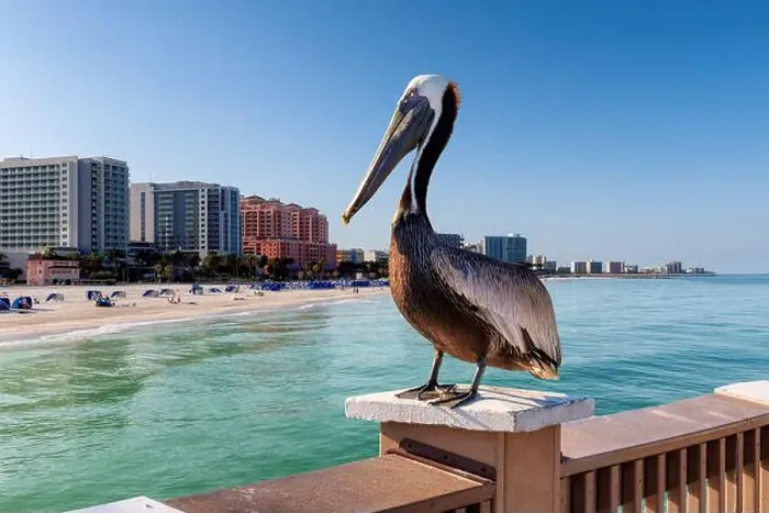 Framed Print : Pelican bird posing in the public pier in Clearwater, Florida, USA Framed Print : Pelican bird posing in the public pier in Clearwater, Florida, USA