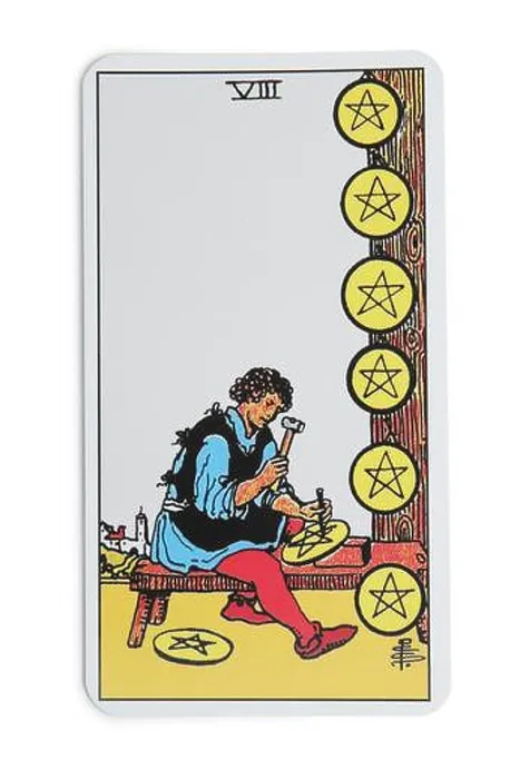 Framed Print : Eight of Pentacles isolated on white. Tarot card Framed Print : Eight of Pentacles isolated on white. Tarot card