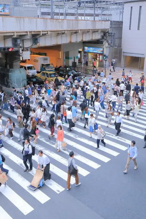Framed Print : People cross a road in Osaka downtown Japan Framed Print : People cross a road in Osaka downtown Japan