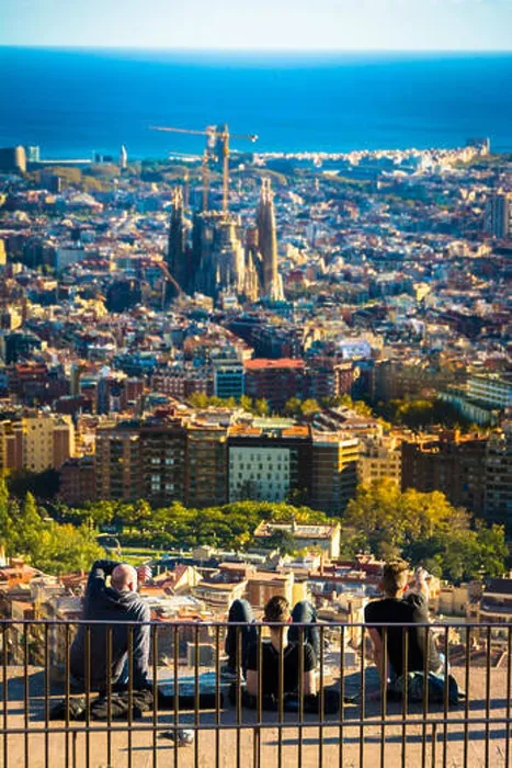 Framed Print : People enjoying the view of the city of Barcelona from the Bunker of Carmel viewpoint Framed Print : People enjoying the view of the city of Barcelona from the Bunker of Carmel viewpoint