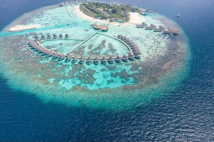 Framed Print : Perfect aerial landscape, luxury tropical resort or hotel with water villas and beautiful beach scenery. Amazing bird eyes view in Maldives, landscape Framed Print : Perfect aerial landscape, luxury tropical resort or hotel with water villas and beautiful beach scenery. Amazing bird eyes view in Maldives, landscape