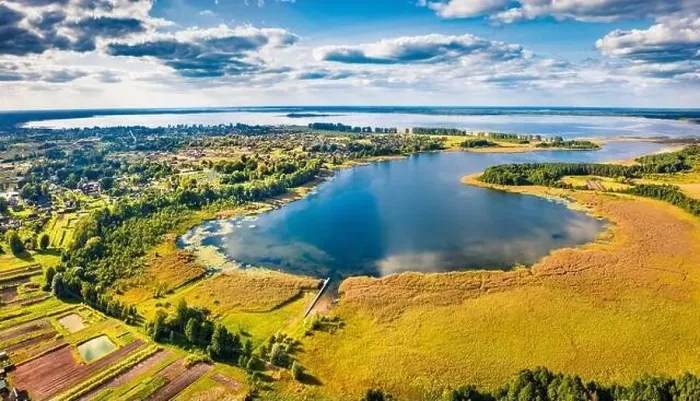 Framed Print : Perfect summer view from flying drone of Svityaz Lake Framed Print : Perfect summer view from flying drone of Svityaz Lake