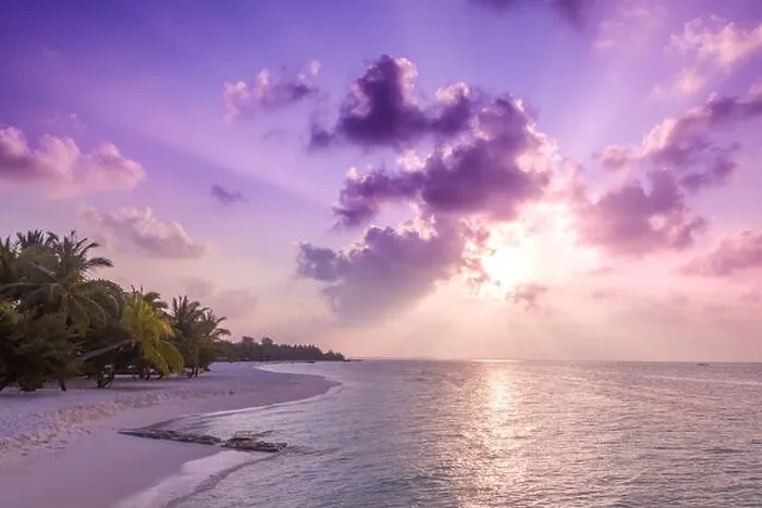 Framed Print : Perfect tropical beach sunset. Beach banner in sunset time. Calm and tranquil exotic nature landscape. Inspirational beach scene Framed Print : Perfect tropical beach sunset. Beach banner in sunset time. Calm and tranquil exotic nature landscape. Inspirational beach scene