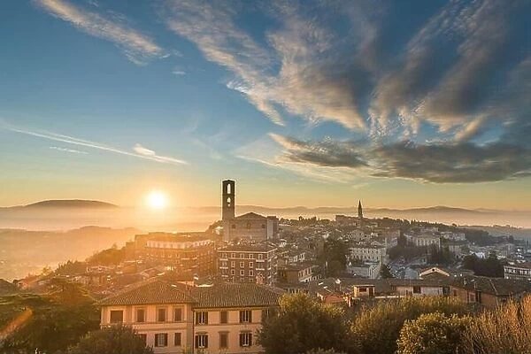 Perugia, Italy, he capital city of Umbria, at dawn