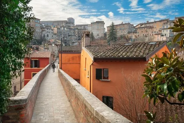 Framed Print : Perugia, Italy on the medieval Aqueduct Street in the morning Framed Print : Perugia, Italy on the medieval Aqueduct Street in the morning