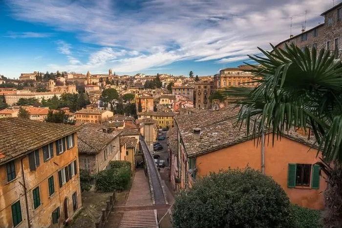 Framed Print : Perugia, Italy on the medieval Aqueduct Street in the morning Framed Print : Perugia, Italy on the medieval Aqueduct Street in the morning